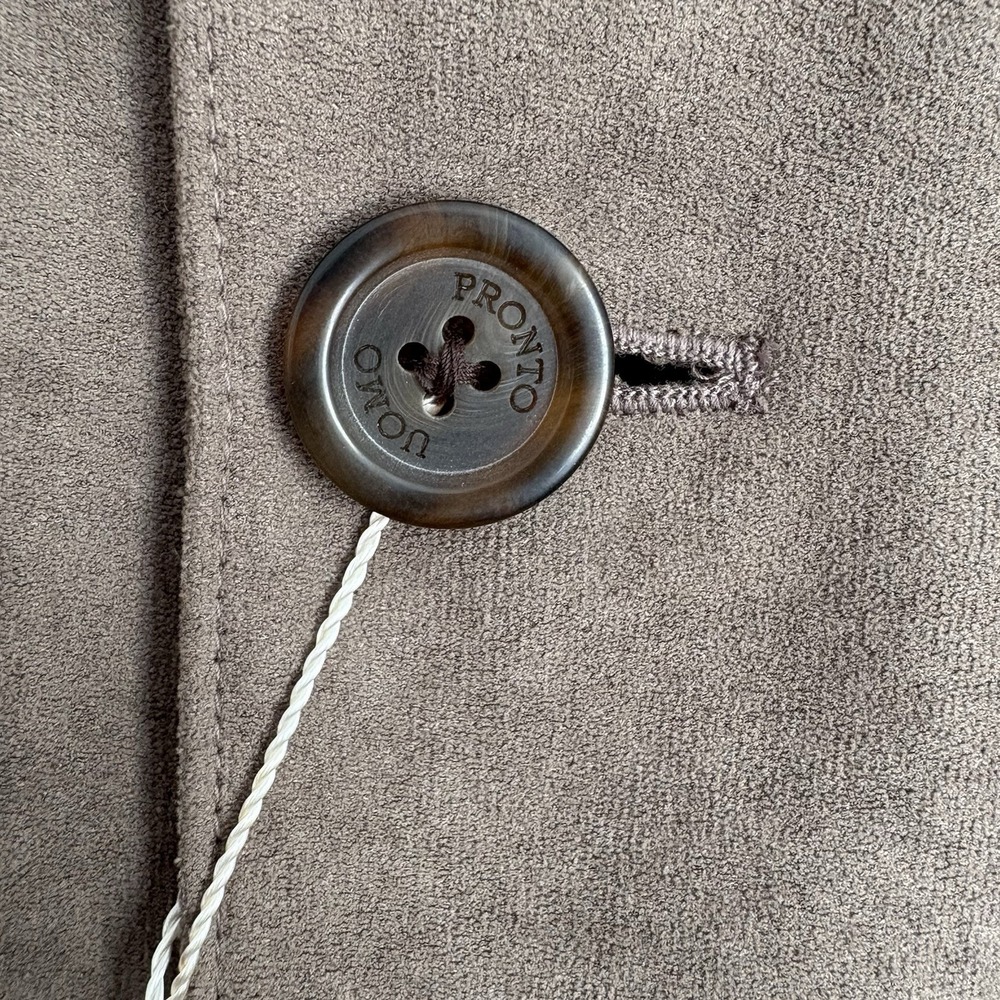 Pronto Uomo Men's Faux‎ Suede Jacket Size L Brown Button Up European Old Money - Picture 5 of 11